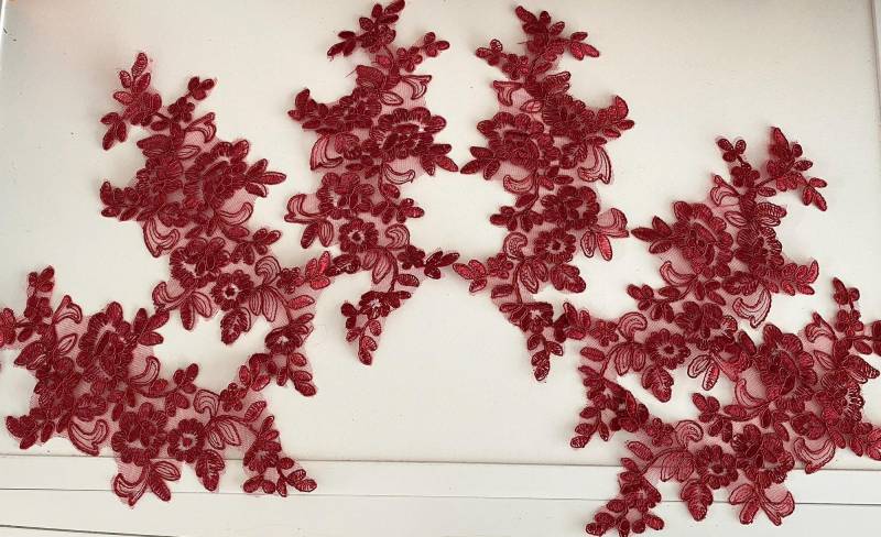 Bündel 6 Stück Weinrote Geblümte Spitze Applikation Gestickter Tüllspitze Motiv Aufnäher Bündel 6 Stück Weinrote Geblümte Spitze Applikation Gestickter Tüllspitze Motiv Aufnäher von craftuneed