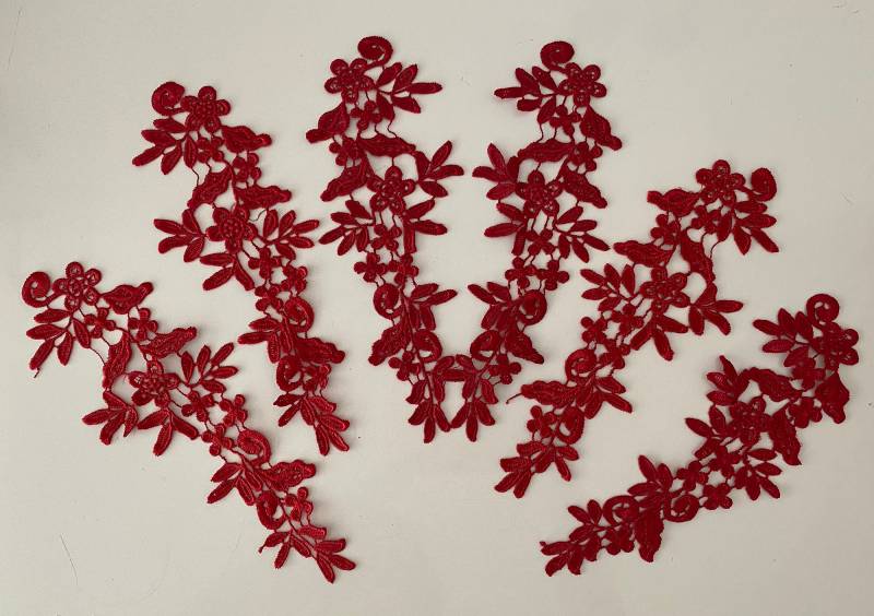 Bundle 6 Stück Weinrot Nähen Auf Spitze Applikation Gestickter Blumenspitze Motivpatch von craftuneed