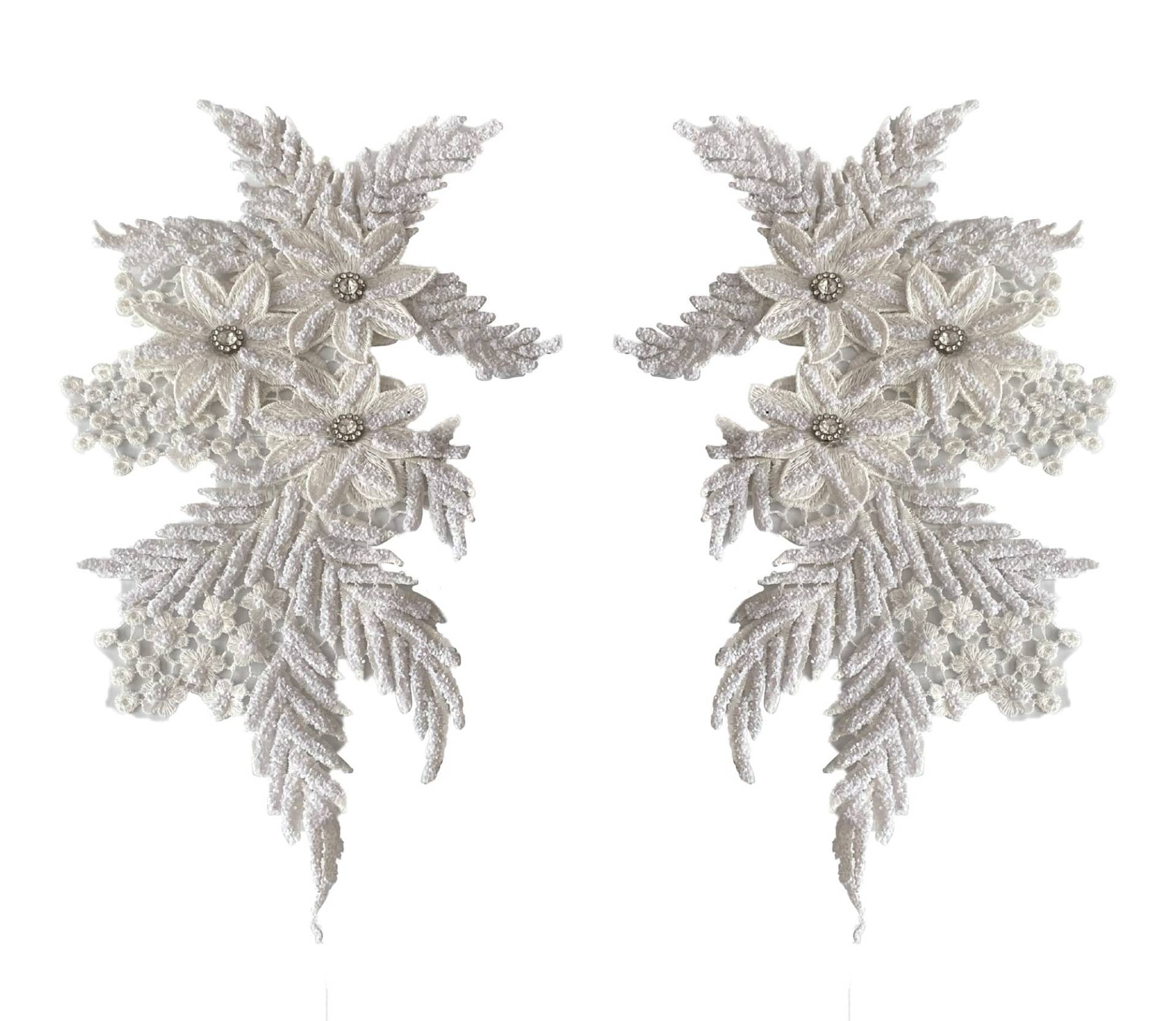 Ein Spiegelpaar Weiße Glitzer Strasssteine Applikation Blumenmotiv Aufnäher Ein Spiegelpaar Weiße Glitzer Strasssteine Applikation Blumenmotiv Aufnäher von craftuneed