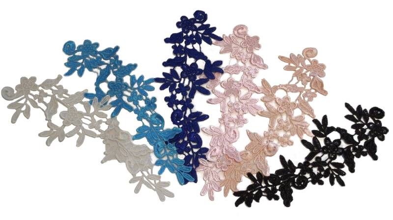 Florale Brautspitze | 23.5 cm X 7 cm Mit Aufgenähtem Blumenmotiv Florale Brautspitze | 23.5 cm X 7 cm Mit Aufgenähtem Blumenmotiv von craftuneed