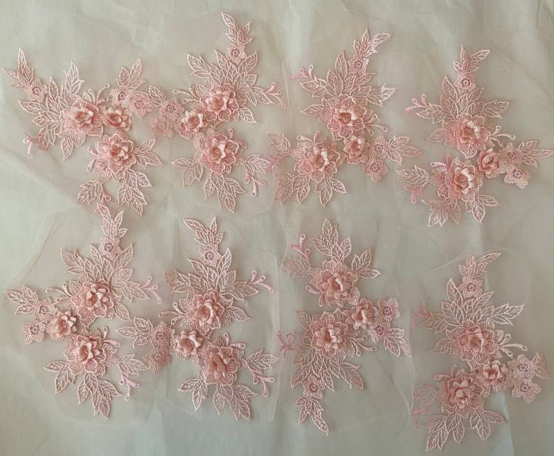 Rosa 3D-Blumenspitze Als Applikation, 8 Stück, Mit Doppelmotiv Rosa 3D-Blumenspitze Als Applikation, 8 Stück, Mit Doppelmotiv von craftuneed