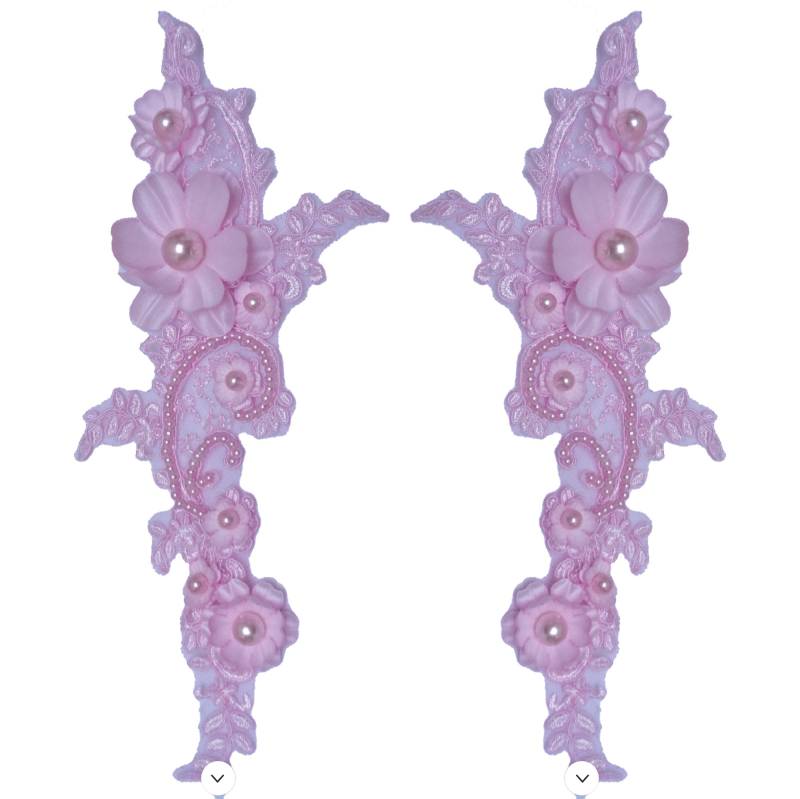 Rosa Perlen-Spitzen-Applikation Brautmotiv Tüll | Paar von craftuneed