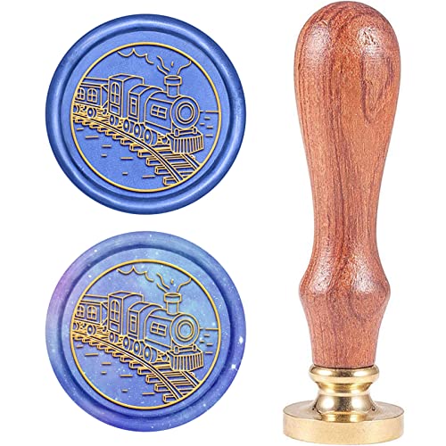 craspire Wachssiegel Stempel Zug, Siegelwachsstempel Retro Holzstempel Wachssiegel 25 mm Abnehmbar Messingkopf Holzgriff Für Umschlag Einladung Hochzeit Verschönerung Flasche Dekoration Geschenkkarte von craspire