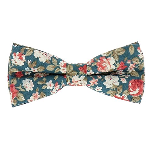 cravateSlim Fliege Blumen Entenblau und Rosa – Fliege Liberty – Fliege mit Blumen für Herren Hochzeit, Entenblau und Rosa, One size von cravateSlim