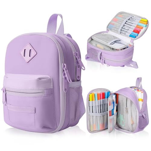 crawing Federmäppchen mit großem Fassungsvermögen, Mini-Rucksack, Federmäppchen, Organizer mit Schulbedarf für Studenten, Teenager, Mädchen, Erwachsene (lila) von crawing