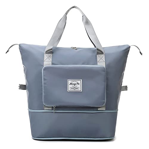 Crazy Bean Reisetasche Groß Sporttasche Faltbare Travel Duffle Bag Overnight Weekend für Damen Leichte Wasserdicht Handtasche für Sport Reisen（Blau） von crazy bean