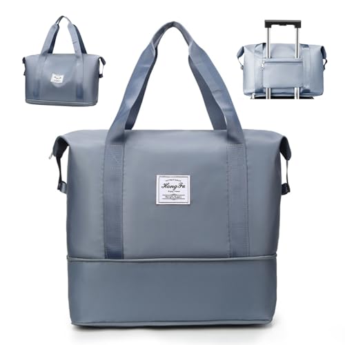 Crazy Bean Sporttasche Faltbare Groß Reisetasche für Damen Travel Duffel Bag Weekender Wasserdicht Handgepäck Tasche mit Nassfach für Sport Reisen von crazy bean