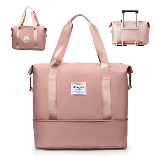 Crazy Bean Sporttasche Faltbare Groß Reisetasche für Damen Travel Duffel Bag Weekender Wasserdicht Handgepäck Tasche mit Nassfach für Sport Reisen von crazy bean