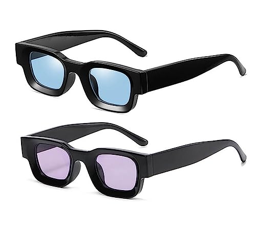 crazy bean 2 Stück Sonnenbrille Vintage Rechteckige Damen Herren Sonnenbrillen 90er Retro Mode Schutz UV 400 Blau+Lila crazy bean 2 Stück Sonnenbrille Vintage Rechteckige Damen Herren Sonnenbrillen 90er Retro Mode Schutz UV 400 Blau+Lila von crazy bean