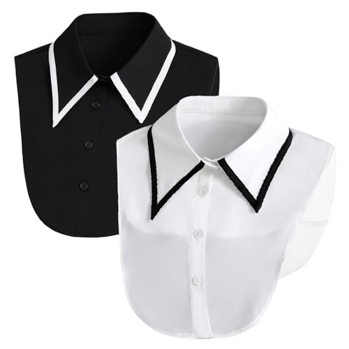 crazy bean Frauen Fake Kragen 2-teiliges Set Abnehmbarer Hemdkragen Modischer Spitzenbestickter Abnehmbarer Kragen Eleganter von crazy bean