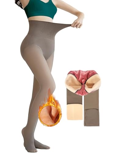 crazy bean Strumpfhose Damen Warmer Winter Leggings Hohe Taille Dehnbare Thermostrumpfhose Dicke Samt Pantyhose Durchscheinend(Kaffee) von crazy bean