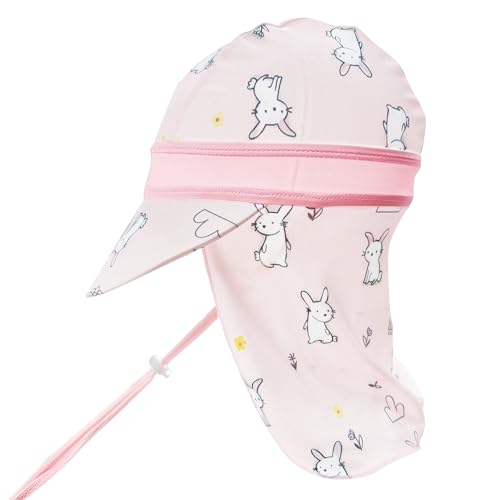 crazy bean Sonnenhut Kinder für Strand Schwimmbäder Schirmmütze mit Nackenklappe Sommermütze Fischerhut Lässig Sonnenhut für Junge Mädchen mit Verstellbarer Kinnriemen Regenhut von crazy bean