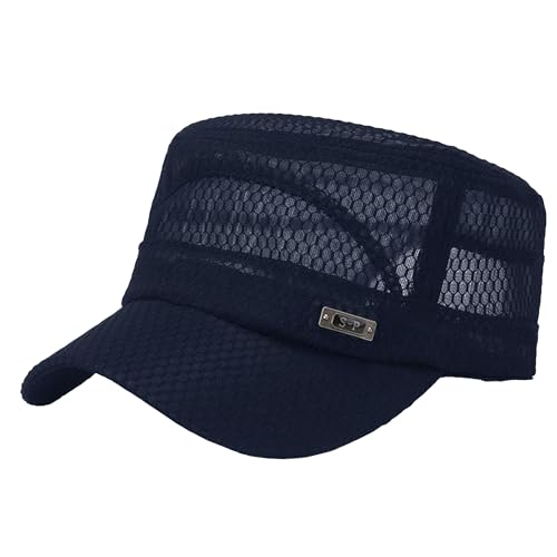 crazy bean Trucker Cap mit Netz Herren Damen Army Military Cap Einstellbar Belüftet Baseball Caps Vintage Basecap Kappe Hut Sommermütze Golf Tennis Visor Mütze,Navy Blau von crazy bean