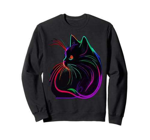 Schwarze Katze, realistische Aquarellfarbe, niedliche Katze, Farbe, bunte Katze Sweatshirt von crazycat Kitten Meow Lovers Cat Silhouette Apparel