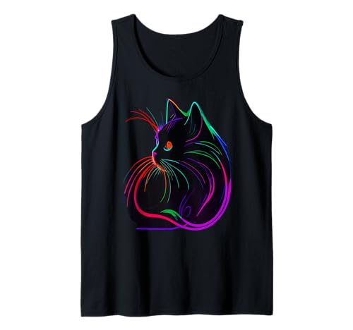 Schwarze Katze, realistische Aquarellfarbe, niedliche Katze, Farbe, bunte Katze Tank Top Schwarze Katze, realistische Aquarellfarbe, niedliche Katze, Farbe, bunte Katze Tank Top von crazycat Kitten Meow Lovers Cat Silhouette Apparel