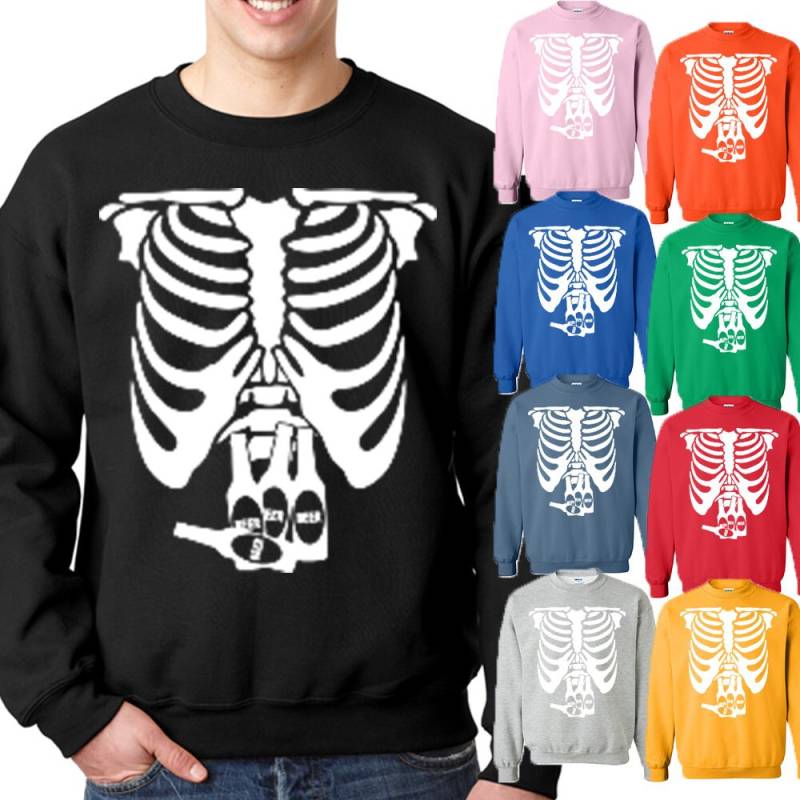Beer Skeleton Rib Cage Crewneck Sweatshirt Halloween-Kostüm von crazydaisyworld