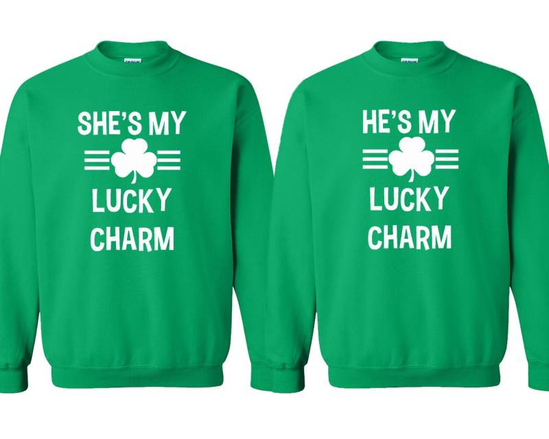 Glücksbringer Paar Sweatshirt St Patricks Day Passende Rundhälse von crazydaisyworld