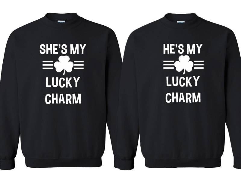 st Patricks Day Sweatshirt Rundhals Glücksbringer Kleeblatt Set von crazydaisyworld