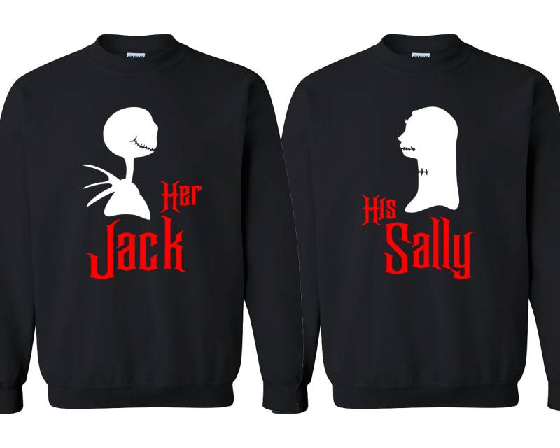 Jack & Sally Halloween Paar Sweatshirt Lustiger Rundhalsausschnitt von crazydaisyworld
