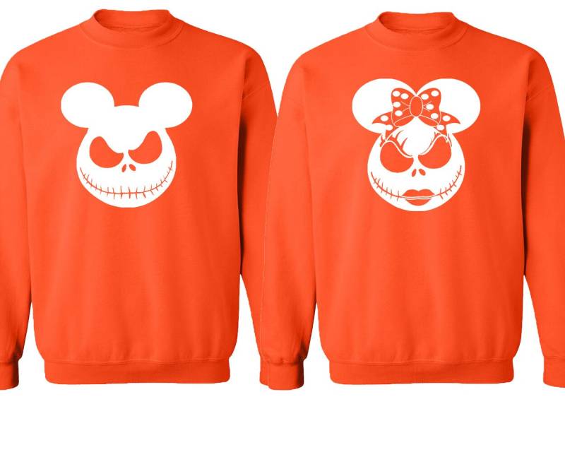 Halloween Paar Sweatshirt Jack Und Sally Maus Ohren Rundhalsausschnitt von crazydaisyworld