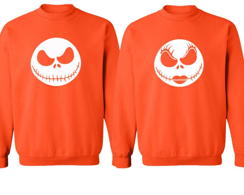 Halloween Paar Sweatshirt Jack Und Sally Passender Pullover Mit Rundhalsausschnitt von crazydaisyworld