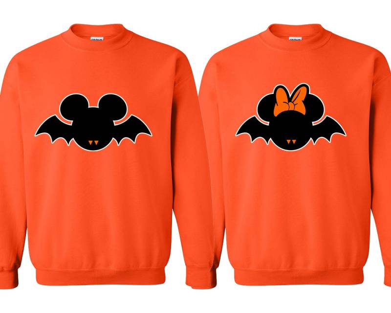 Halloween Paar Sweatshirt Cartoon Fledermaus Passender Rundhalsausschnitt von crazydaisyworld