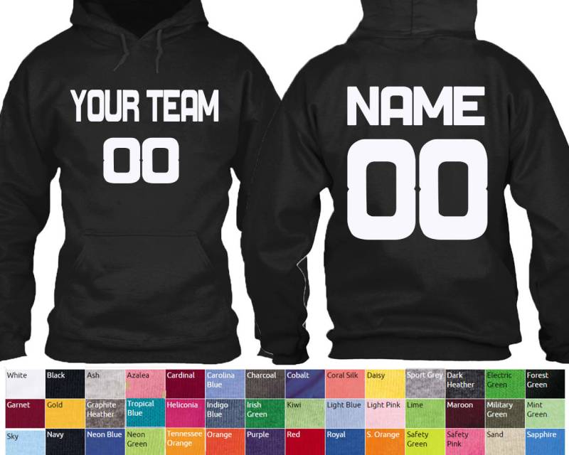 Individuelle Team Nummer Hoodie Unisex Personalisieren Name Text Benutzerdefinierte Sweatshirt Runde von crazydaisyworld