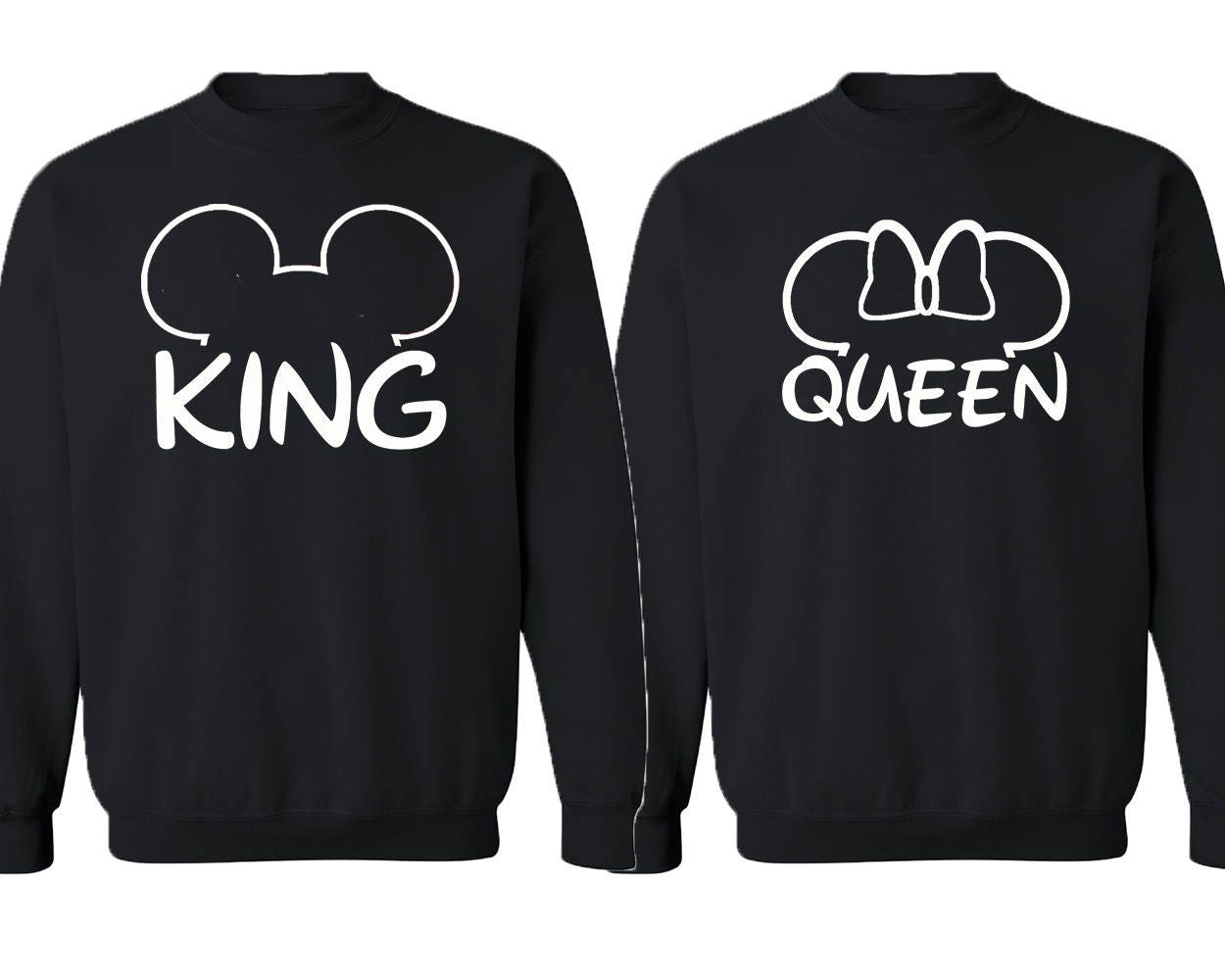 König Königin Maus Ohren Paar Sweatshirt Set Mit Rundhalsausschnitt von crazydaisyworld