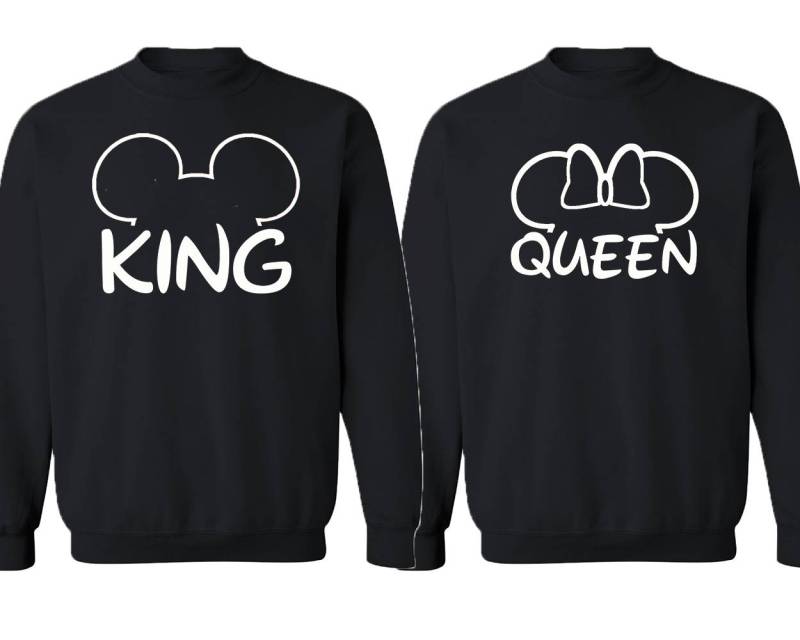 König Königin Maus Ohren Paar Sweatshirt Set Mit Rundhalsausschnitt von crazydaisyworld