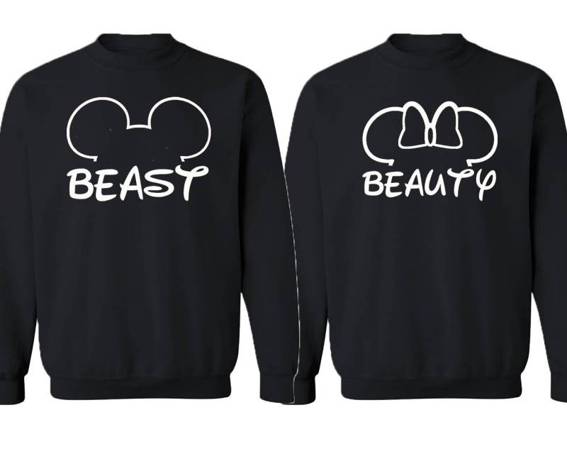 Die Schöne Und Das Biest Paar Sweatshirt Mit Rundhalsausschnitt Passende Mausohren von crazydaisyworld