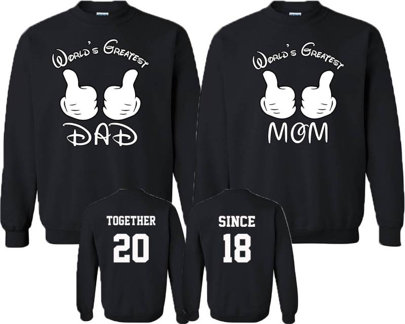 Paar Passende Crewnecks Der Größte Freund Der Welt, Dad Mom Seit Rückseite Datum Nummern Vorderseite Sweatshirts von crazydaisyworld