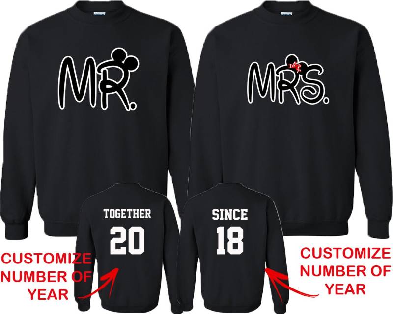 Passende Paar-Crewnecks Mr & Mrs, Jubiläum Datum Sweatshirts von crazydaisyworld