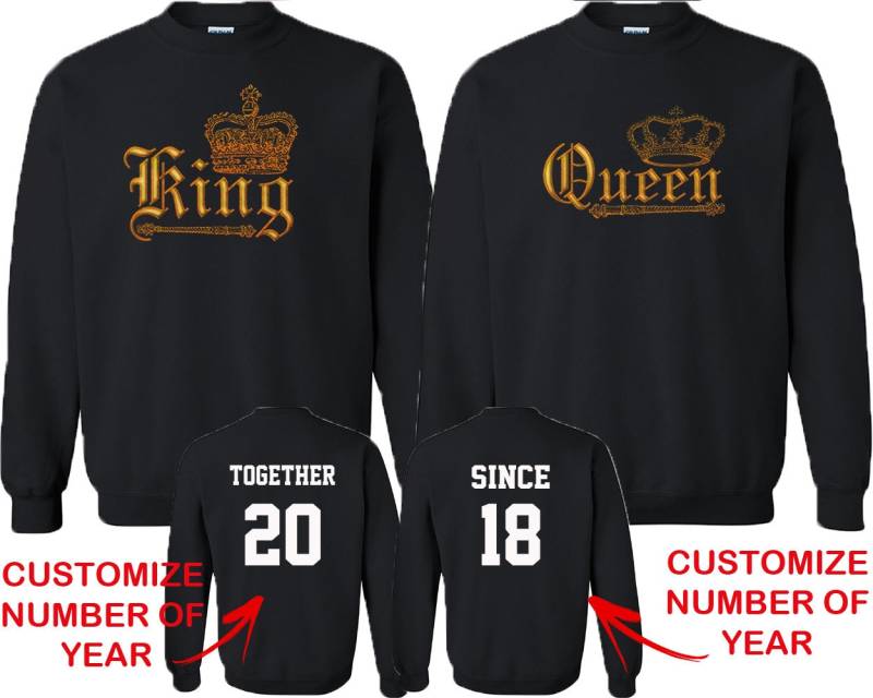 King & Queen Matching Crewnecks Benutzerdefiniertes Jubiläumsdatum von crazydaisyworld
