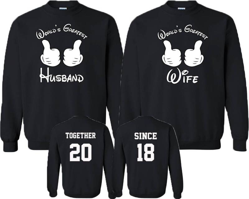 Paar Passende Crewnecks World's Größter Freund Ehemann Frau Seit Rückseite Datum Zahlen Vorderseite Sweatshirts von crazydaisyworld