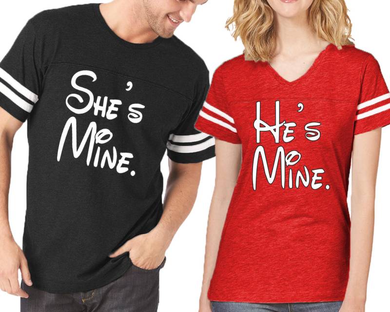Passende Paar Jersey-Shirts He's Mine, Sie's Mine von crazydaisyworld