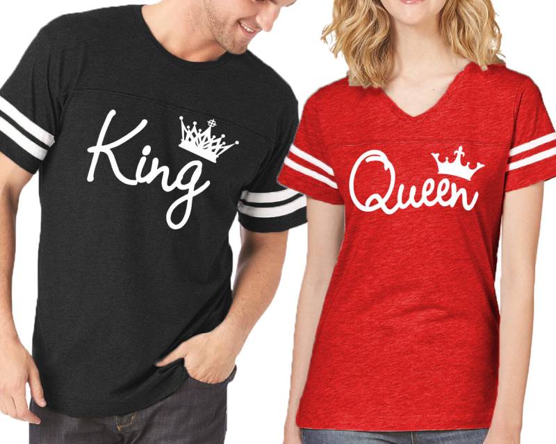 König Und Königin Passende Fußballtrikots Paar-T-Shirts Für Sie Ihn von crazydaisyworld