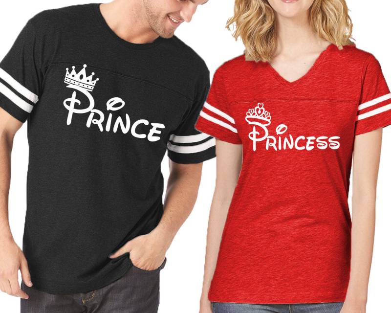 Prince Princess Matching Couple Shirts Fußball Jersey T-Shirts von crazydaisyworld