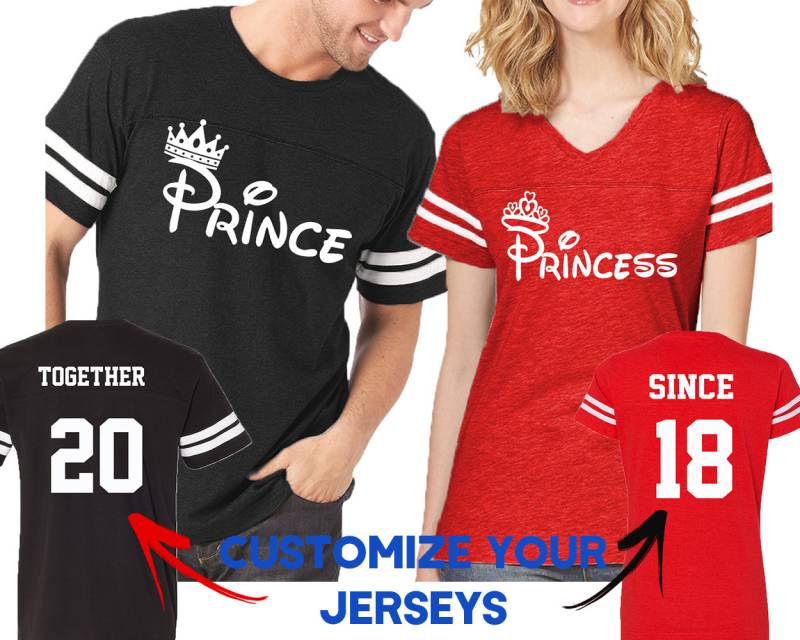 Passende Paar-Jersey-Shirts Prinz Prinzessin, Individuelle Jubiläums-T-Shirts von crazydaisyworld