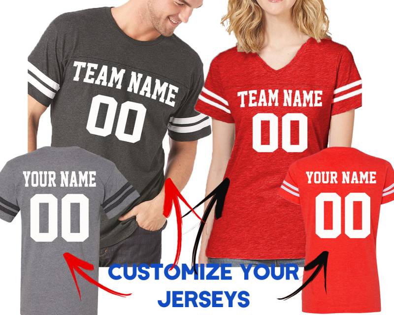 Benutzerdefinierte Paar Jersey Shirts Personalisierter Team Name & Nummer von crazydaisyworld