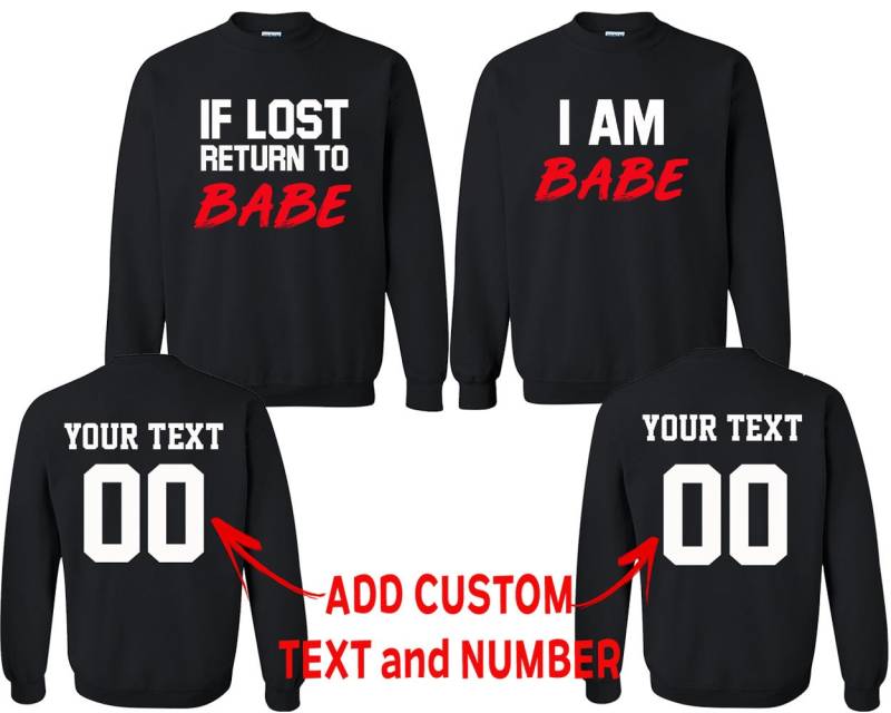 Passendes Paar Sweatshirt Set Individueller Text & Datum - Babe Rundhalsausschnitte von crazydaisyworld