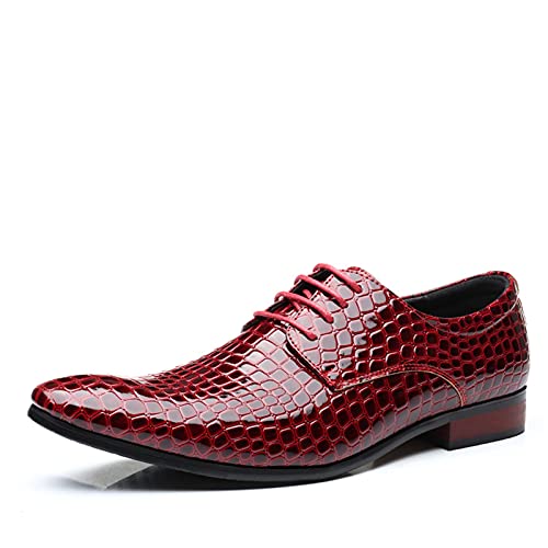 Herren Kunstleder Smoking Kleid Schuhe Klassische Mode Schnürschuhe Formal Oxford, rot, 42 2/3 EU von crazynekos