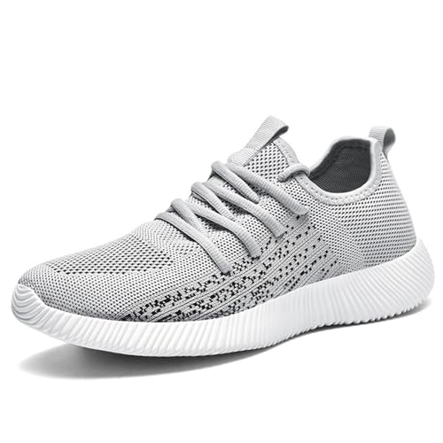 Herren Mesh Atmungsaktive Sneaker Weiche Rutschfeste Dämpfung Laufschuhe, grau, 42 2/3 EU von crazynekos