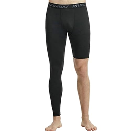 crazynekos Herren Basketball Single Leg Tight Sporthose 1/2 One Leg Compression Pants Athletic Base Layer Unterwäsche, Schwarz-rechts-lang, 34-37 von crazynekos