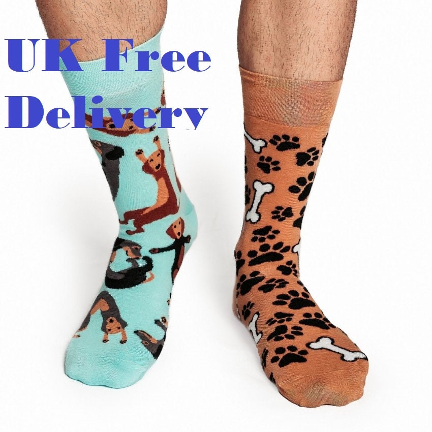 Uk Shop, Männer Weiche Socken, Perfektes Geschenk, Blau, Braun, Hund, Party, Knochen, Tier, 78% Baumwolle, Größen-40-45 von crazysoxuk