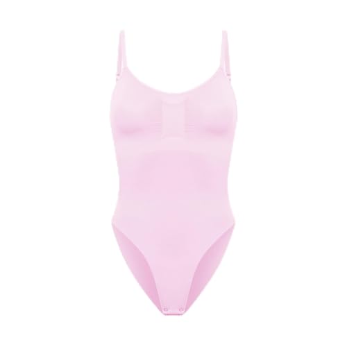 creamy fabrics Damen Figurformender Shapewear Bodysuit mit Slip-Rückenteil – Starke Kompression für Bauch & Taille – Nahtloser Body mit Po-Lifting & Verstellbaren Trägern – Baby Pink XL von creamy fabrics