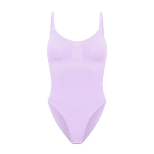 creamy fabrics Damen Figurformender Shapewear Bodysuit mit Slip-Rückenteil – Starke Kompression für Bauch & Taille – Nahtloser Body mit Po-Lifting & Verstellbaren Trägern – Lavender 4XL von creamy fabrics