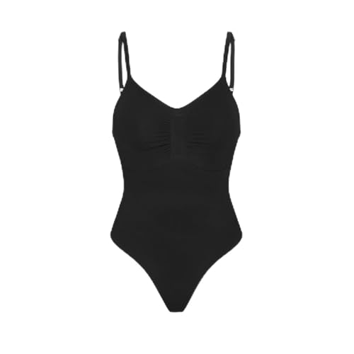creamy fabrics Damen Figurformender Shapewear Bodysuit mit Slip-Rückenteil – Starke Kompression für Bauch & Taille – Nahtloser Body mit Po-Lifting & Verstellbaren Trägern – Schwarz XS von creamy fabrics
