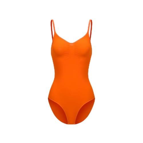 creamy fabrics Damen Figurformender Shapewear Bodysuit mit Slip-Rückenteil – Starke Kompression für Bauch & Taille – Nahtloser Body mit Po-Lifting & Verstellbaren Trägern – Sunset Orange 2XL von creamy fabrics