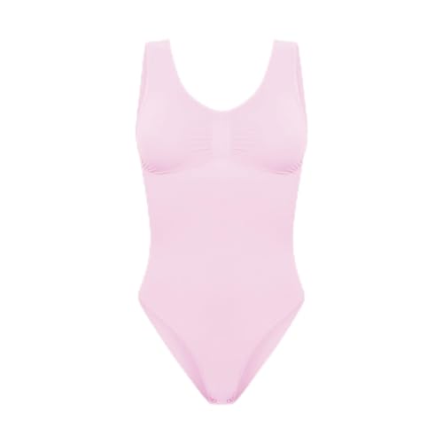 creamy fabrics Damen Figurformender Shapewear Bodysuit mit Slip – Tank Body mit breiten Trägern – Starke Kompression Bauch & Taille – Nahtlos für glatte Silhouette & Po-Lifting – Baby Pink S von creamy fabrics