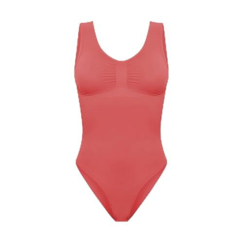 creamy fabrics Damen Figurformender Shapewear Bodysuit mit Slip – Tank Body mit breiten Trägern – Starke Kompression Bauch & Taille – Nahtlos für glatte Silhouette & Po-Lifting – Coral L von creamy fabrics